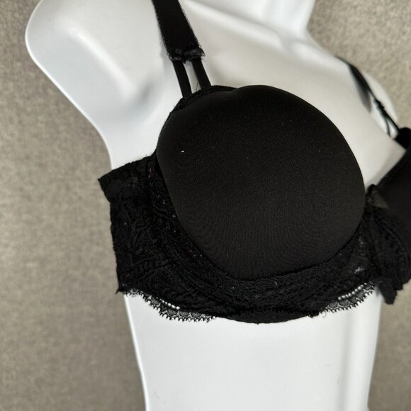 Simone Perele 34F Bra Underwired Black Smooth Floral Mesh Bow Adjustable Straps - Picture 5 of 16